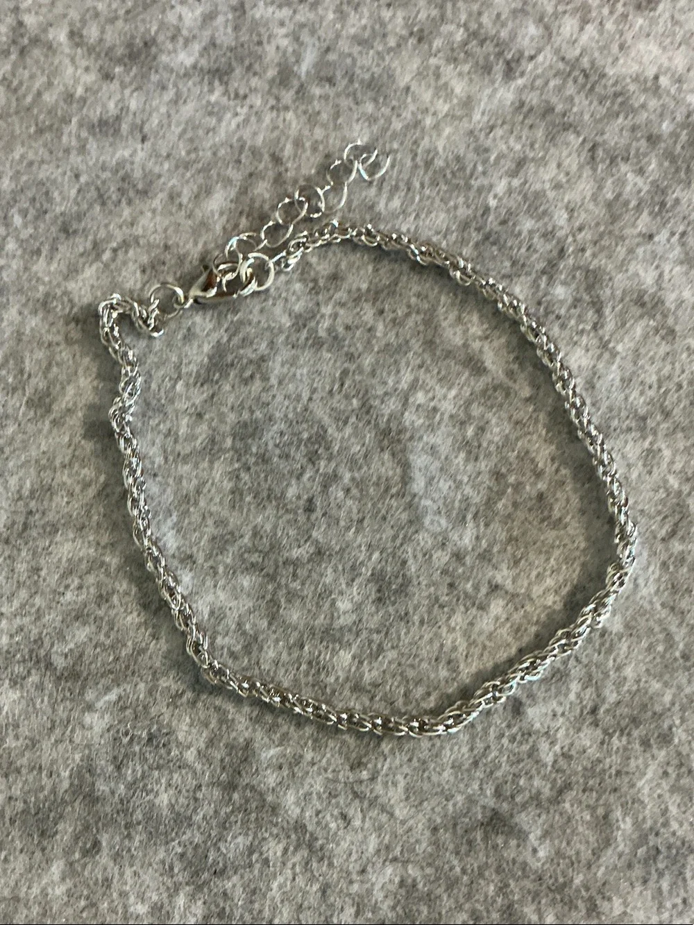 Silver Twisted Rope Chain Bracelet- NWOT